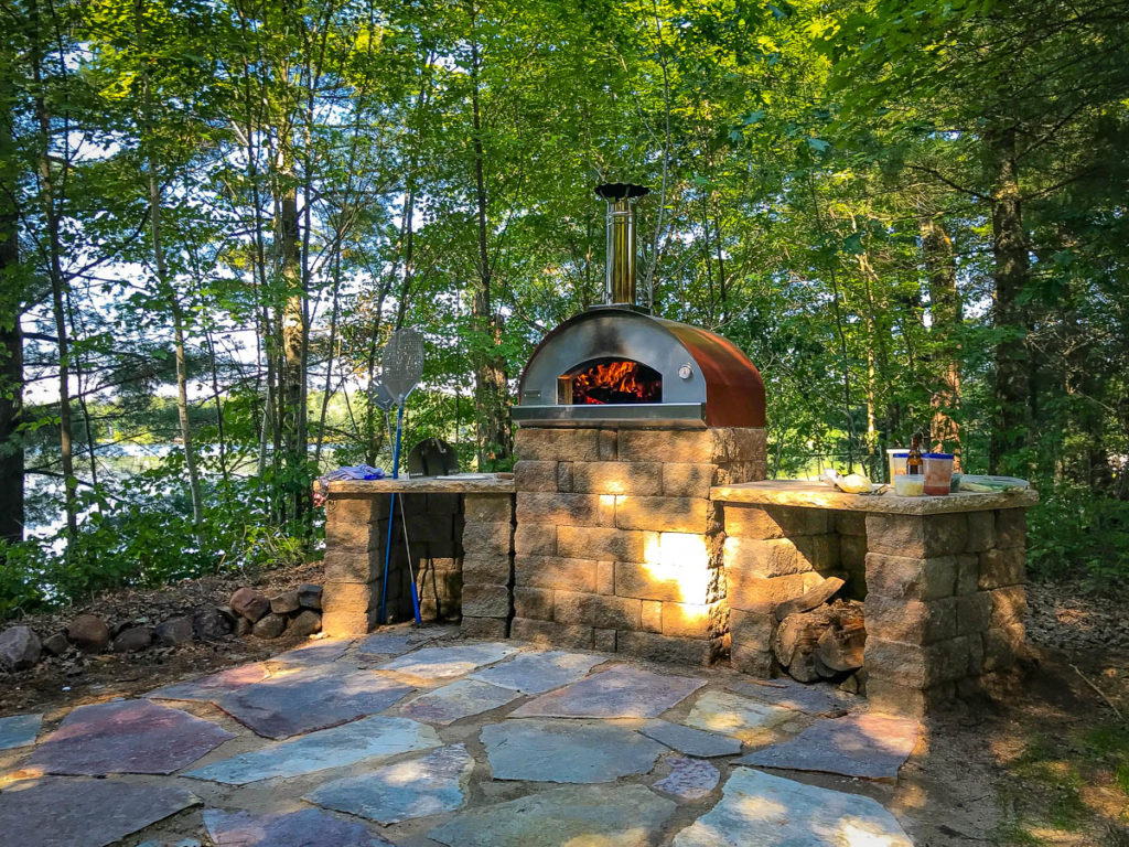 Heating up the pizza oven
