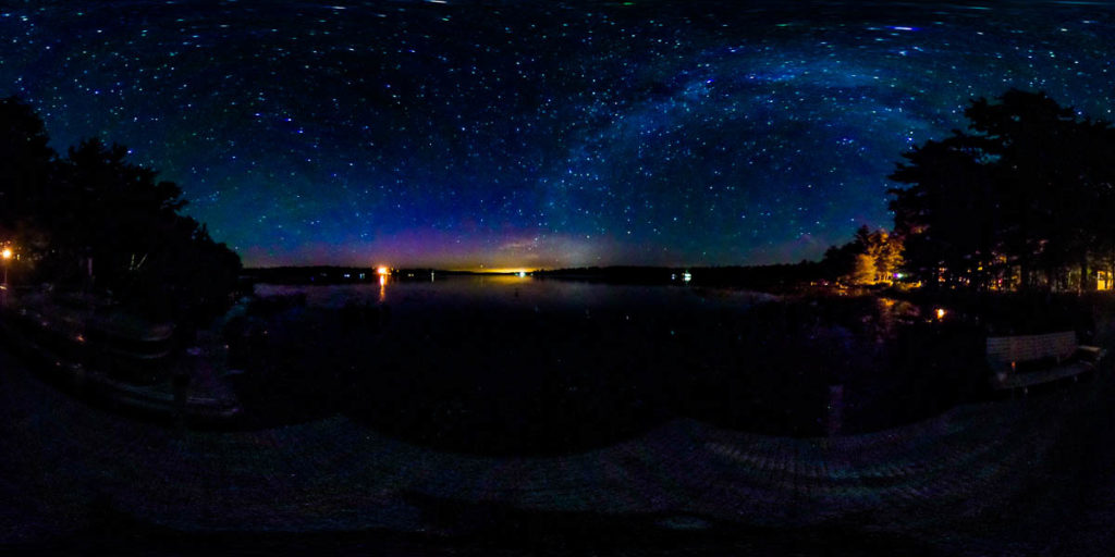 Milky way panorama over Bass Lake