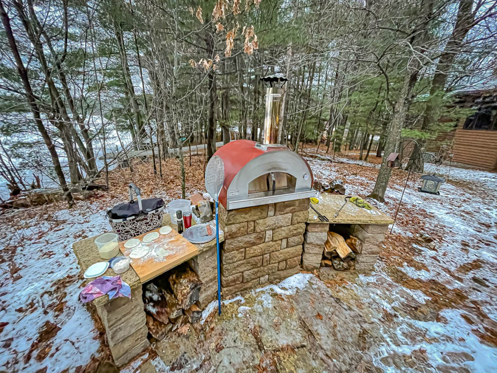 Outdoor kitchen with the pizza oven