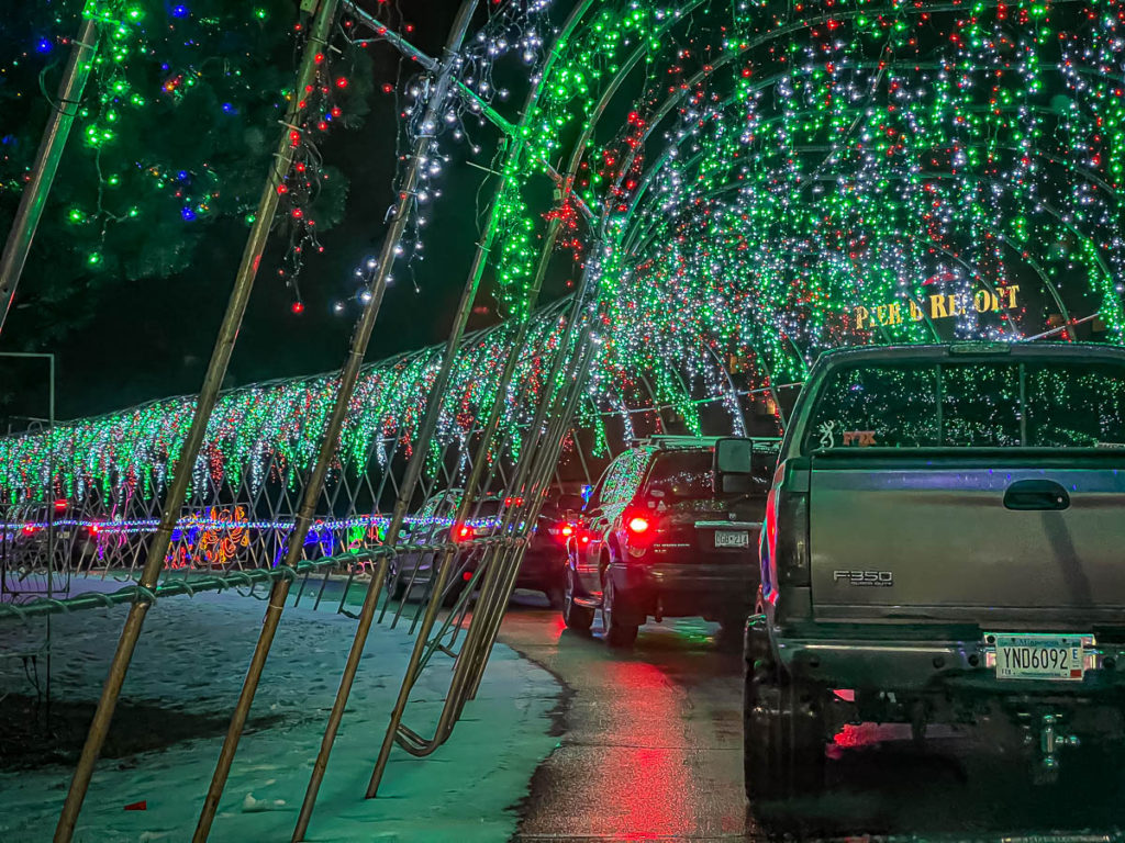 The Bentleyville tour of lights was a drive through this year.