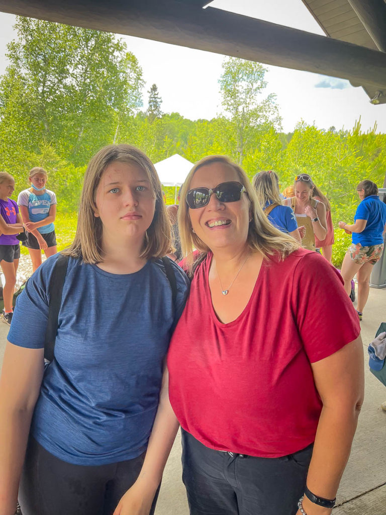 Crystal and Nora at the camp Widjiwagen drop off.  She would be in the boundary waters for the next 17 days.