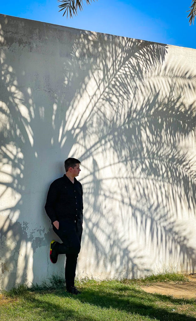 We caught a palm tree's shadow at just the right time